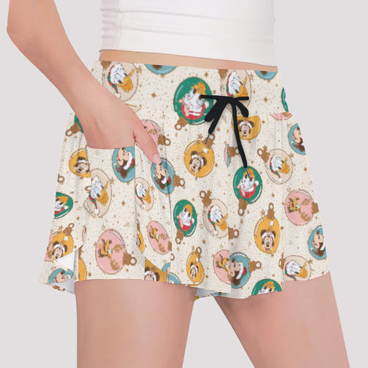 Golden Holiday Baubles - Girls’ Flowy Pocket Shorts