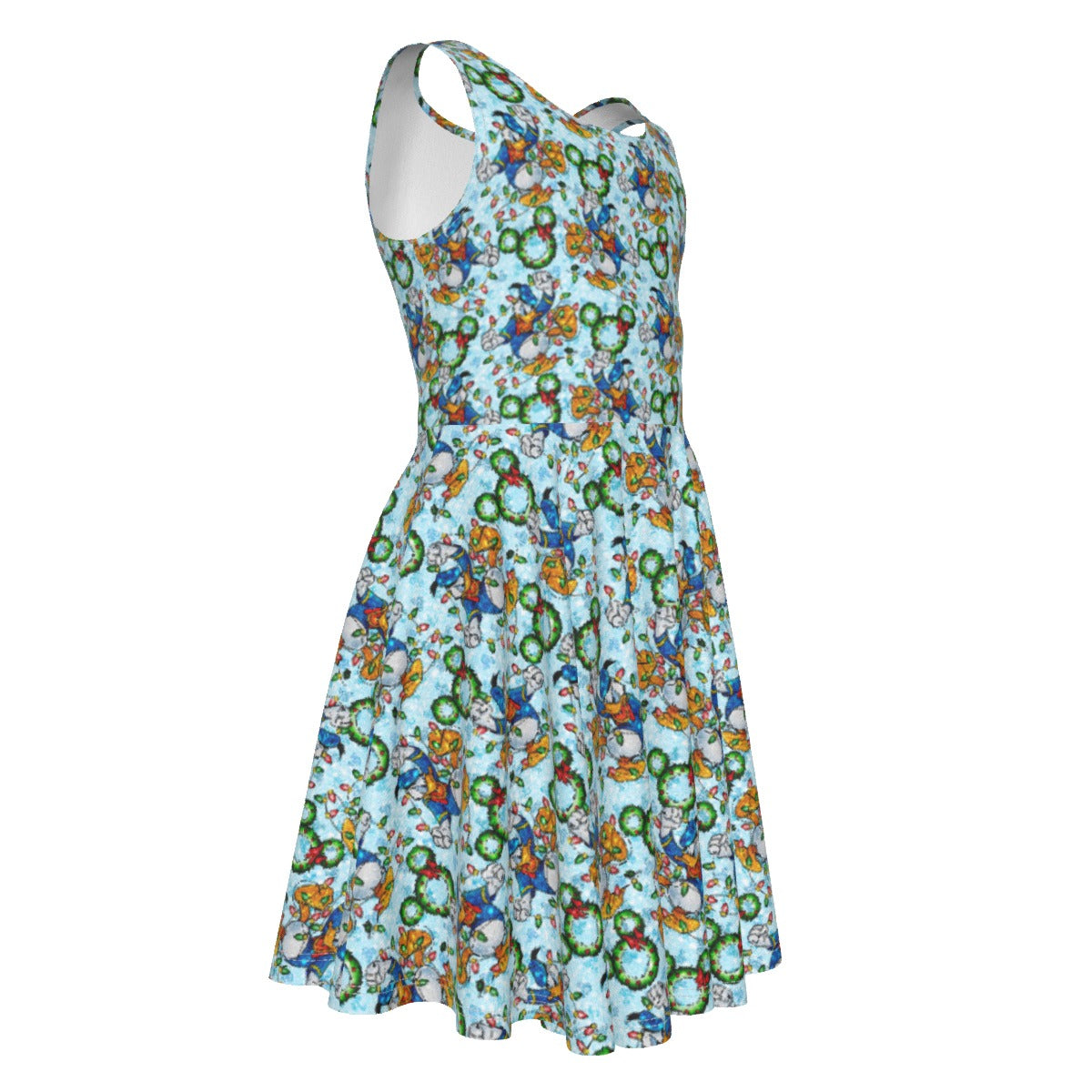 Duck’s Holiday Lights Tangleghts - Kid's Sleeveless Skater Dress