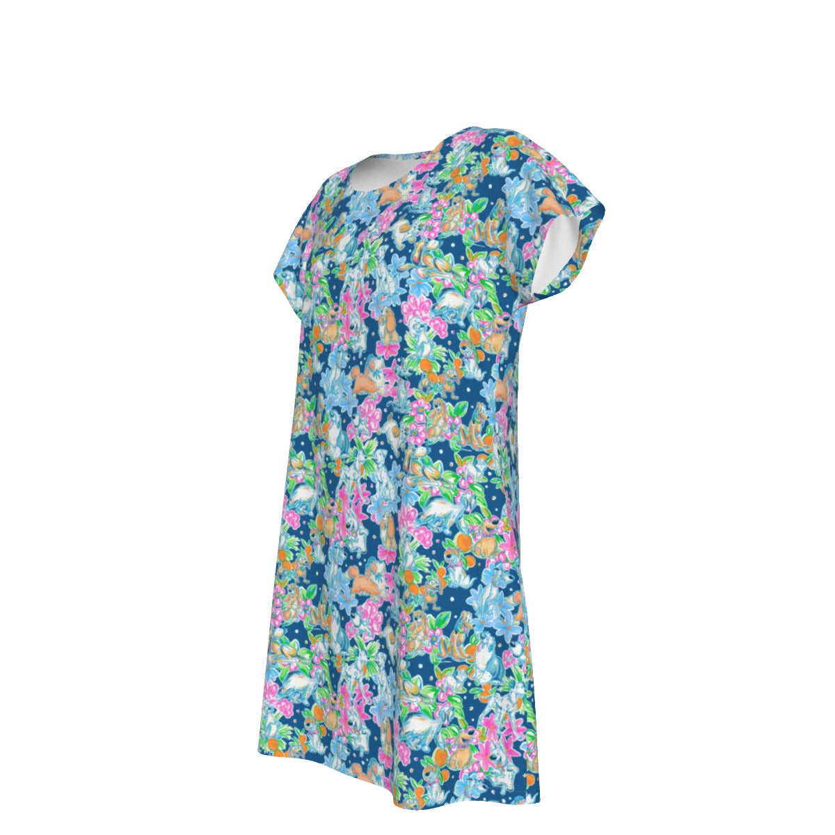 Tropical Paws & Petals - Beloved Dogs - Women's T-Shirt Dress