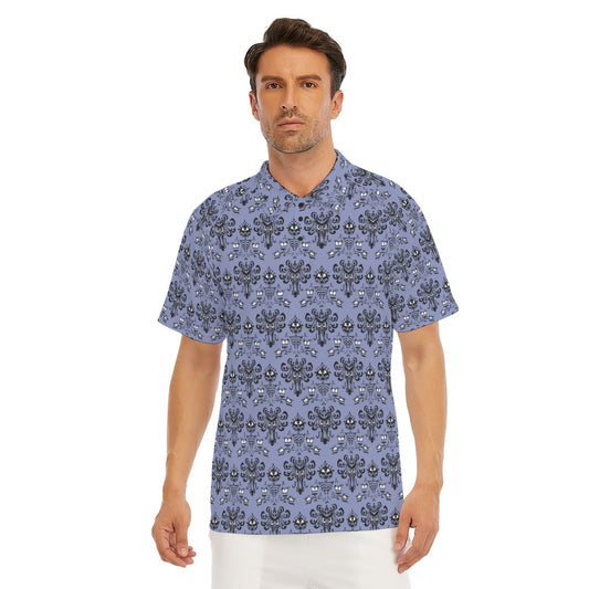Spooky Mansion Wallpaper- Men's Polo Shirt