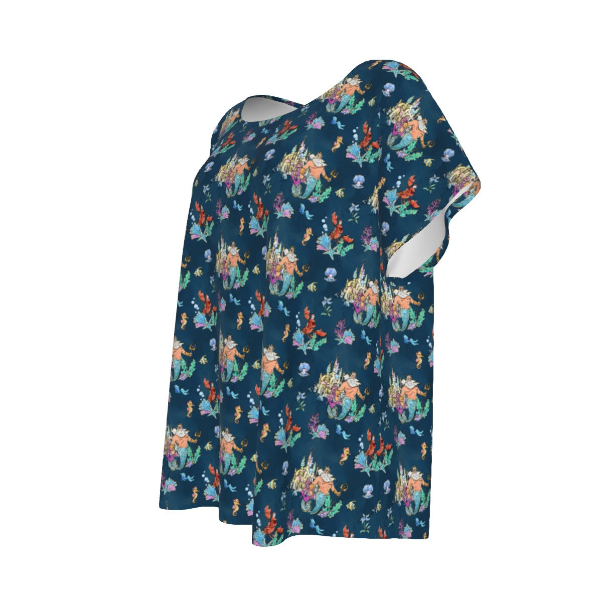 Whimsical Sea King and Crab - Women’s Relaxed Fit Scoop Tee