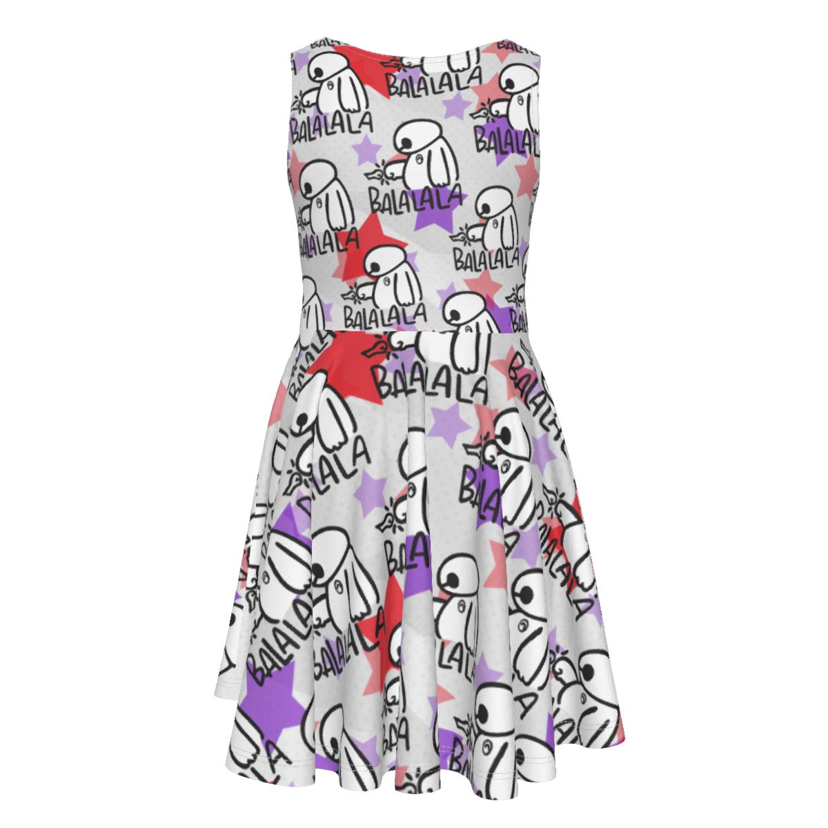 White Robot Balala- Kid's Sleeveless Skater Dress