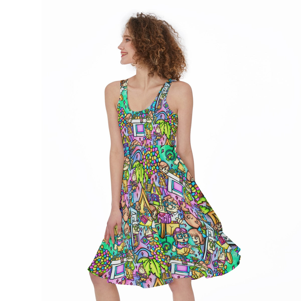 Balloon House Adventure Scenes - Pocket Midi Skater Dress
