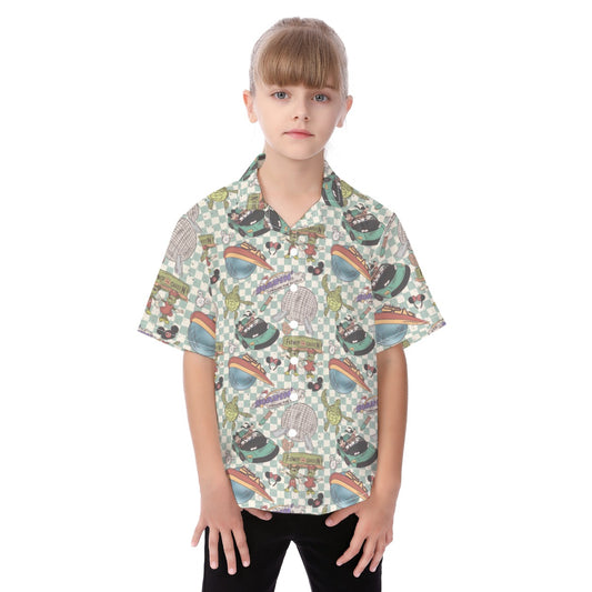 Hand Drawn EC - Kid's Hawaiian Button Up Shirt