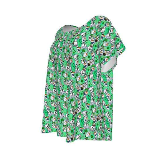 Sketched Snowman St. Patrick’s Day - Women’s Relaxed Fit Scoop Tee