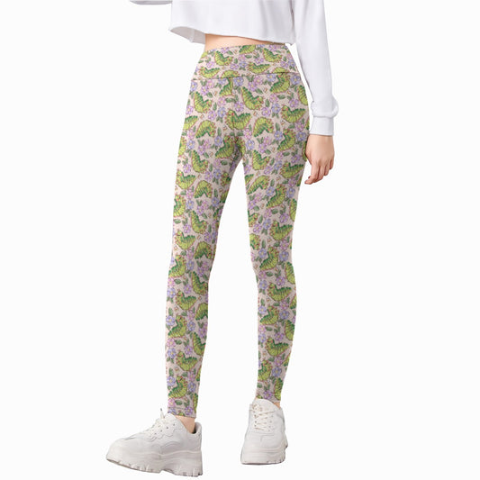 Cheerful Caterpillar Garden - Kid's Leggings