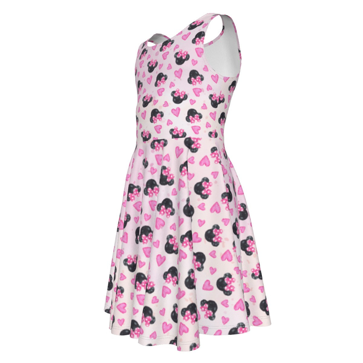 Watercolor Pink Bow Mouse Ears - Kid's Sleeveless Skater Dress