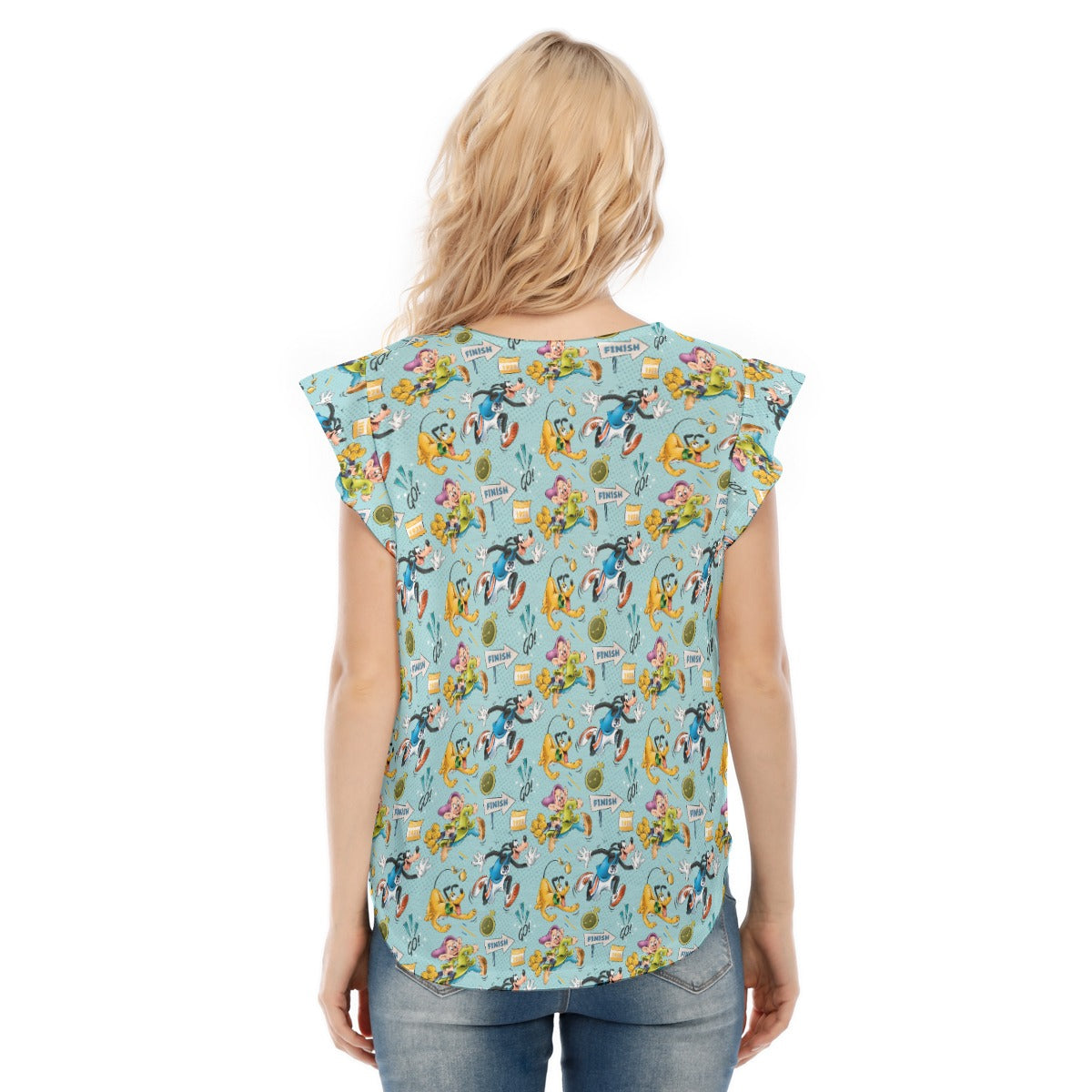Cheerful Race Day Dashers - Women’s Flutter Sleeve Top