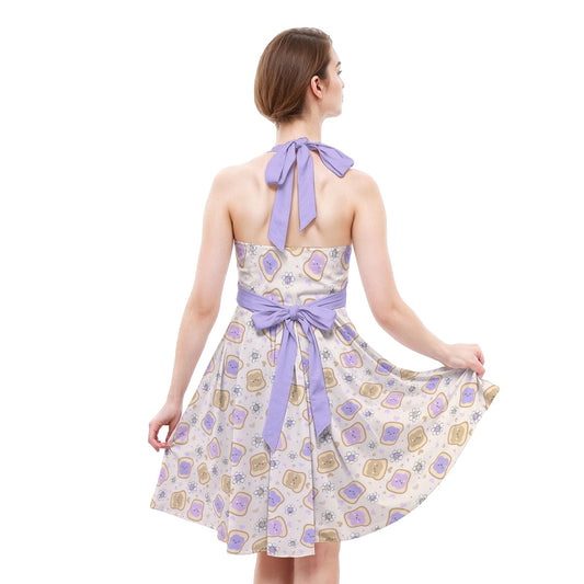 Kawaii Peanut Butter and Jelly Sandwiches - Women's Halter Vintage Pocket Dress