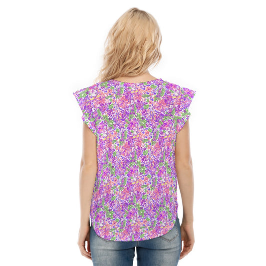 Tropical Splash Vibes - Iconic Crew - Women’s Flutter Sleeve Top