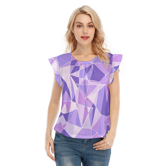 Geometric Purple Wall - Women’s Flutter Sleeve Top