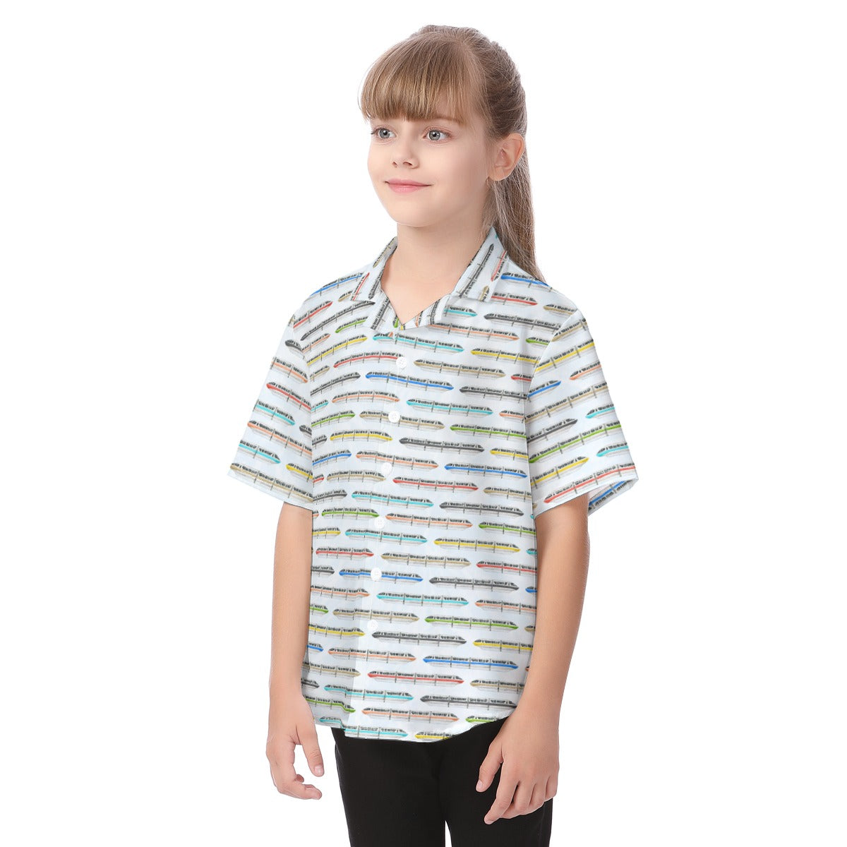 Monorail Rainbow Express - Kid's Hawaiian Button Up Shirt