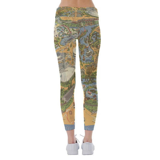 Vintage Theme Park Map- Women's Yoga Leggings