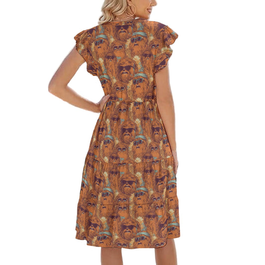 Retro Furry Friend Summer Vibes - Women's Tiered Pocket Midi Dress