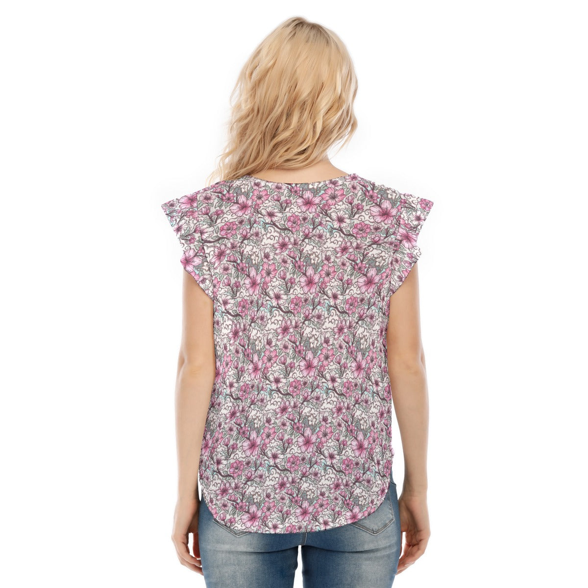 Fairytale Florals – Blossoms of Honor - Women’s Flutter Sleeve Top