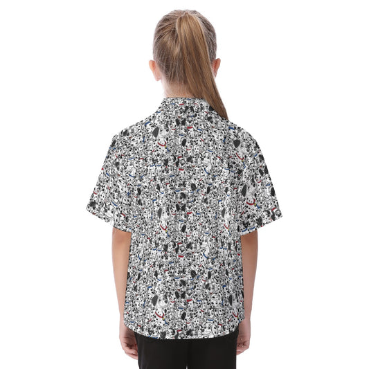 Sketchy Spotted Puppies - Kid's Hawaiian Button Up Shirt
