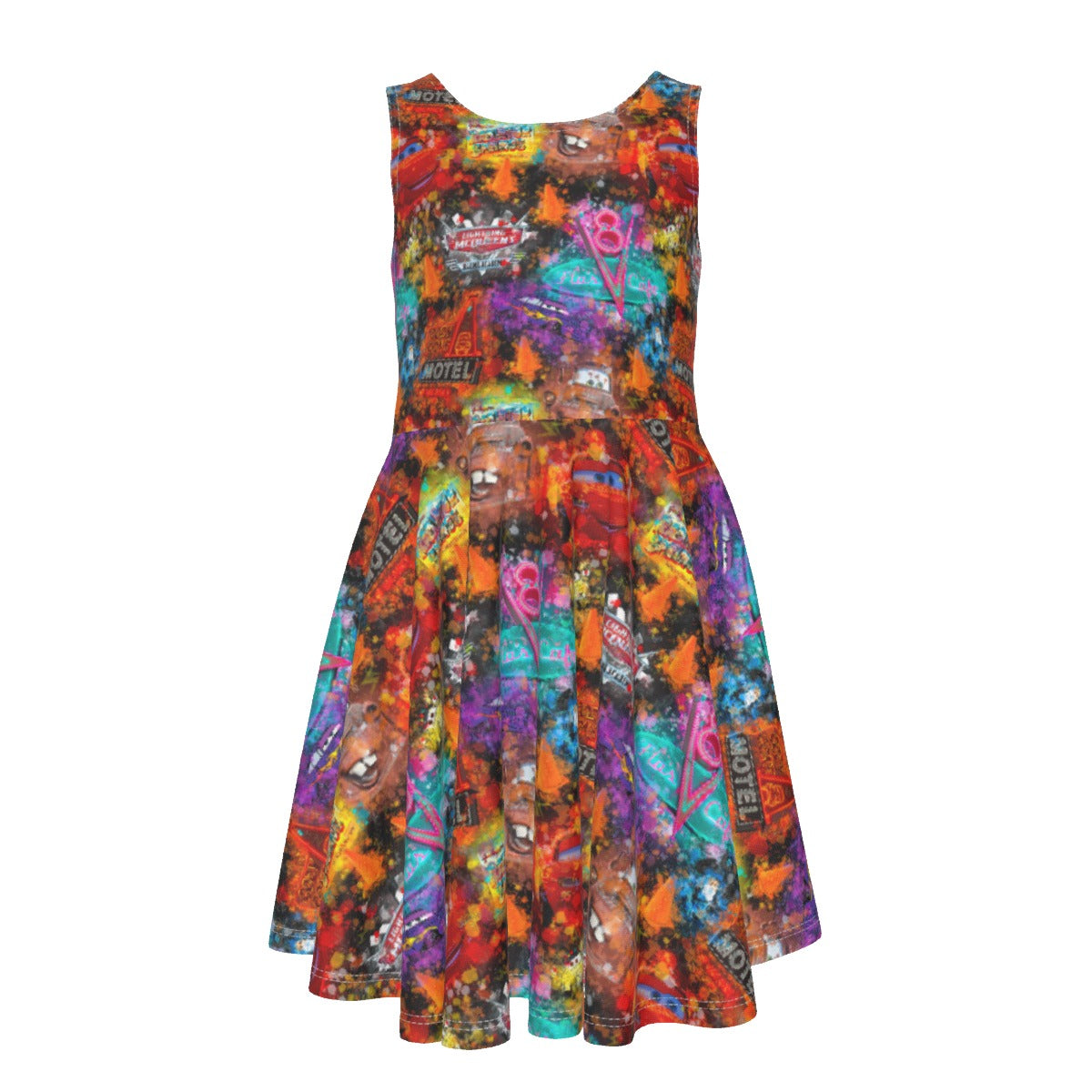 Watercolor Racing Adventure - Kid's Sleeveless Skater Dress