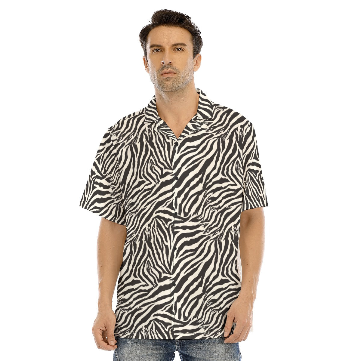 Animal Print - Zebra - Men's Hawaiian Button Up Shirt