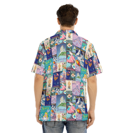 Vintage Fantasy Ride Posters - Men's Hawaiian Button Up Shirt