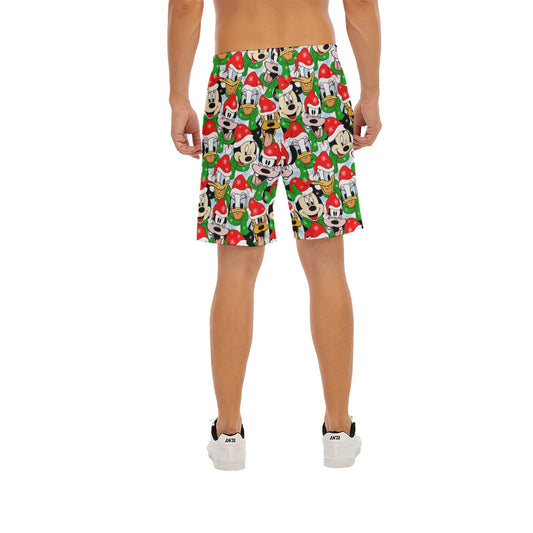 Mouse Friends in Santa Hats - Men’s Pocket Beach Shorts