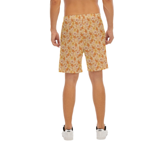 Orange Crystal Moths - Men’s Pocket Beach Shorts