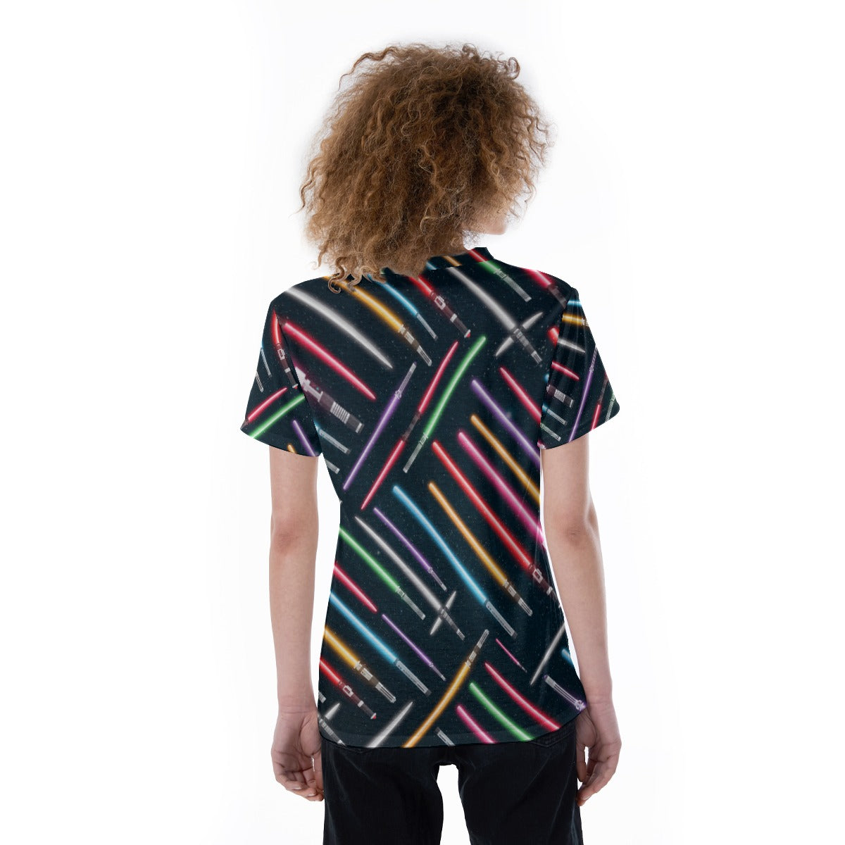 Vibrant Galaxy Sabers - Women's Short Sleeve V-Neck T-Shirt