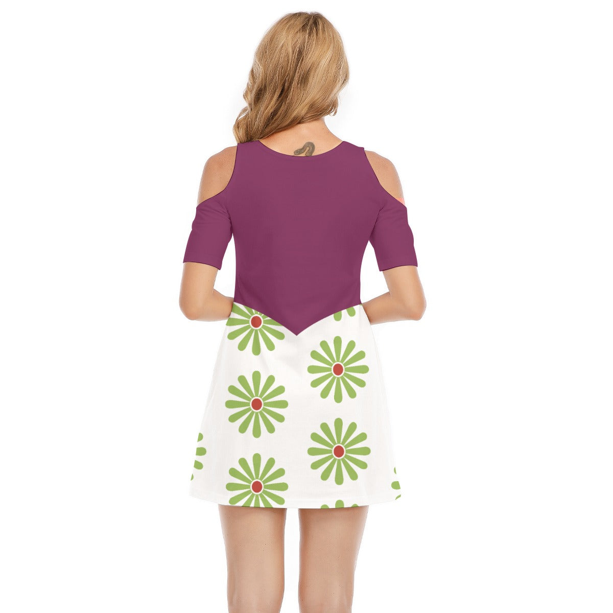 Tightrope Walker Elegance - Women's Cold Shoulder Cotton Dress