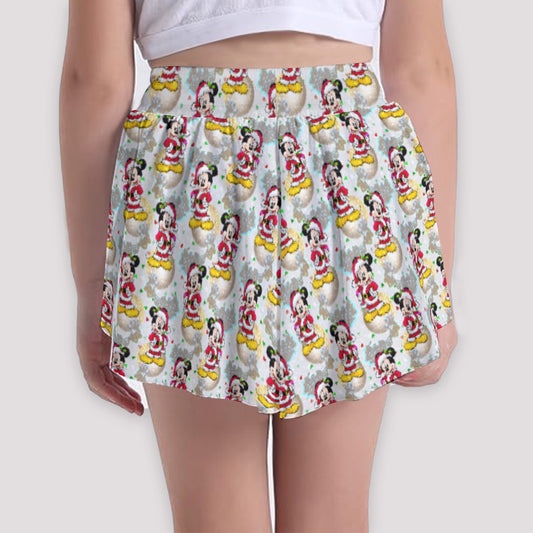 Santa Mouse Celebration - Girls’ Flowy Pocket Shorts