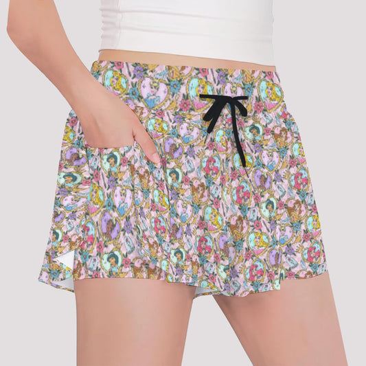 Tattoo Hearts Royal Icons - Girls’ Flowy Pocket Shorts