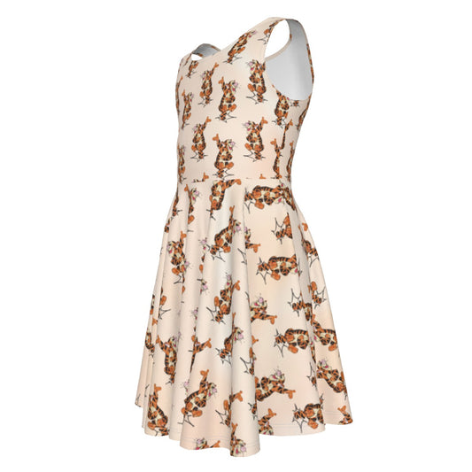 Sketched Bouncing Buddy - Kid's Sleeveless Skater Dress