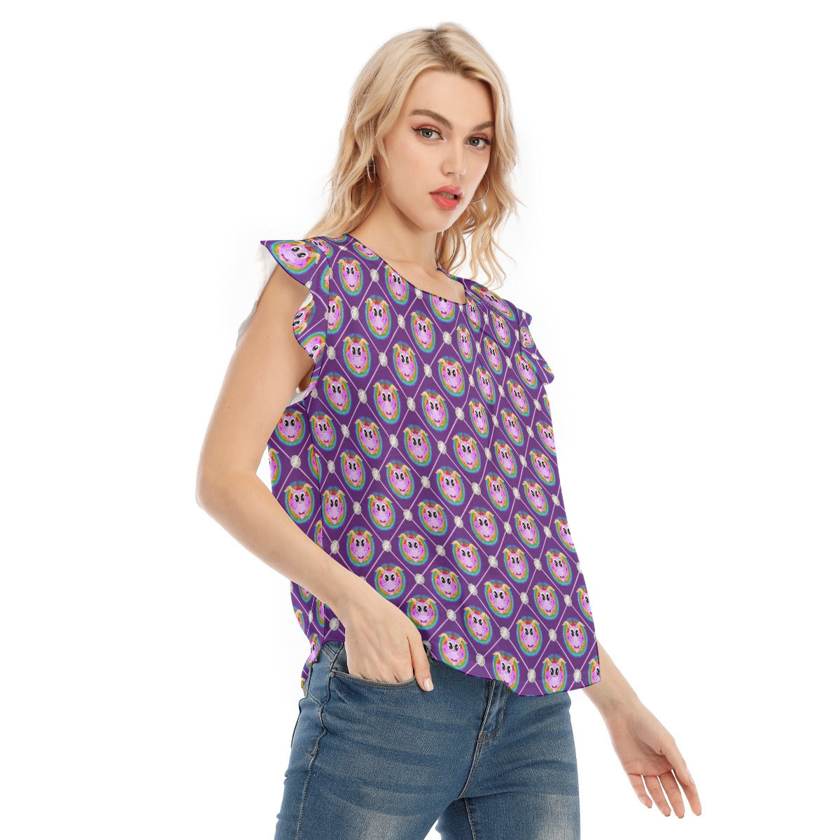 Geometric Figment - Women’s Flutter Sleeve Top