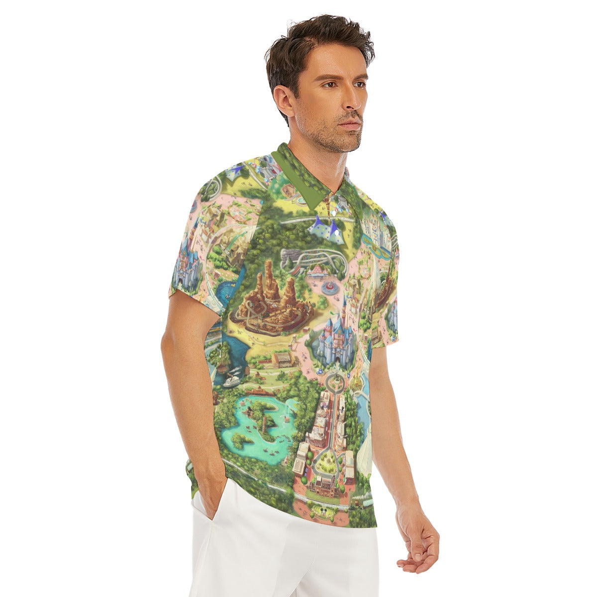 Colorful Theme Park Map - Men's Polo Shirt