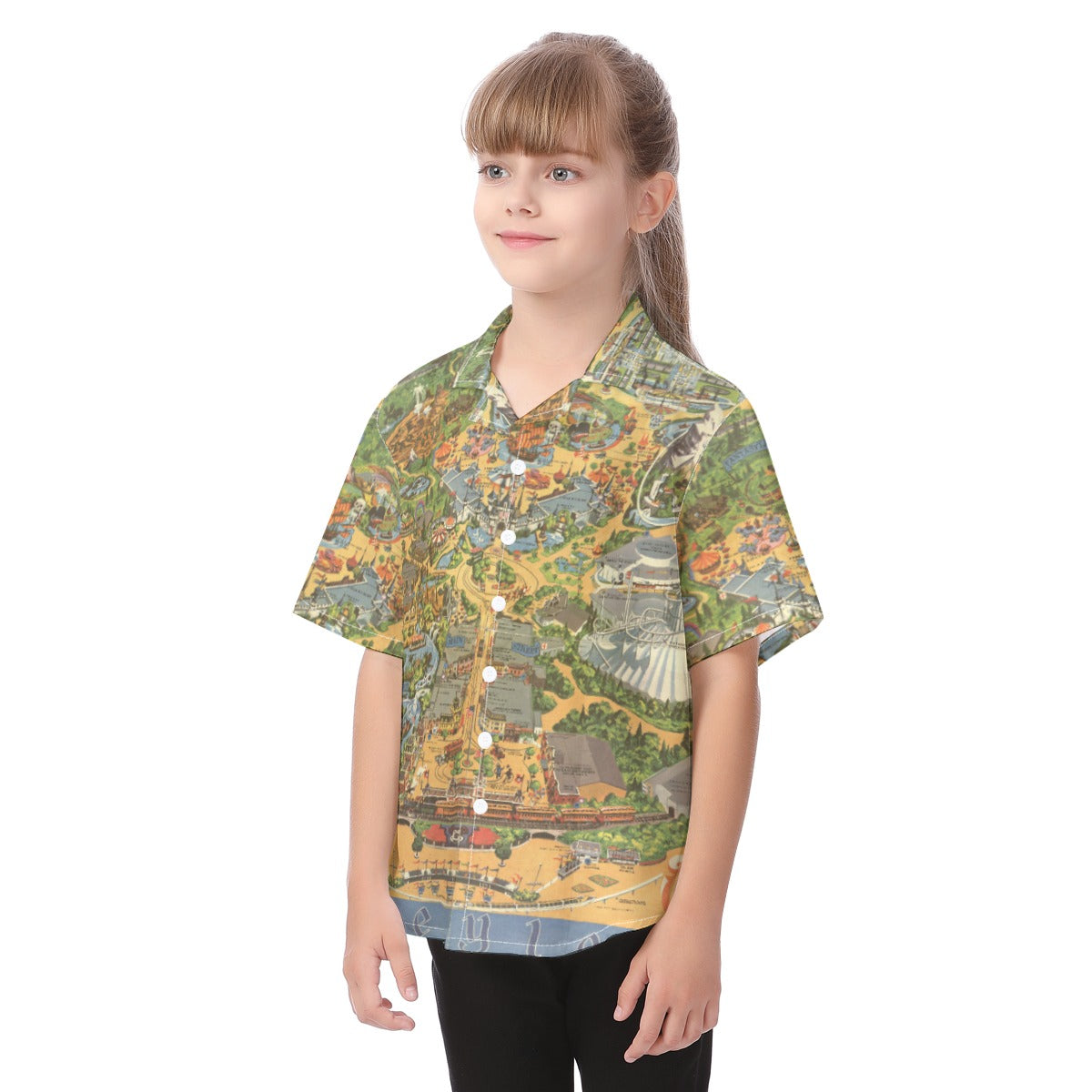 Vintage Theme Park Map- Kid's Hawaiian Button Up Shirt