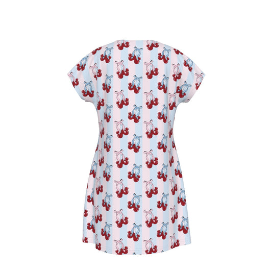 Cherry Ear Bows - Women's T-Shirt Dress