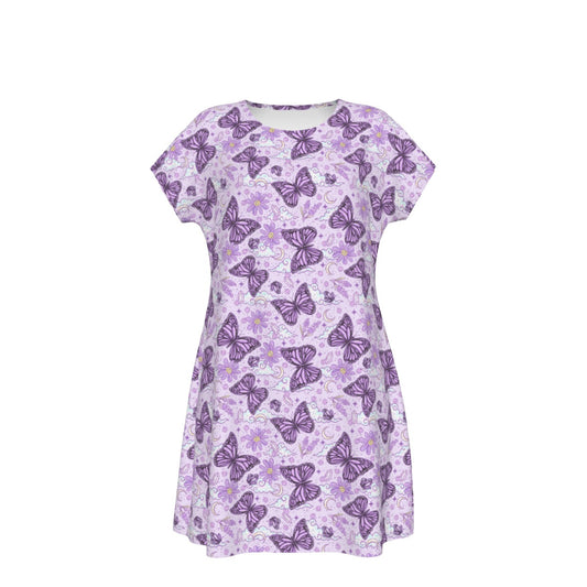 Lavender Butterflies - Women's T-Shirt Dress