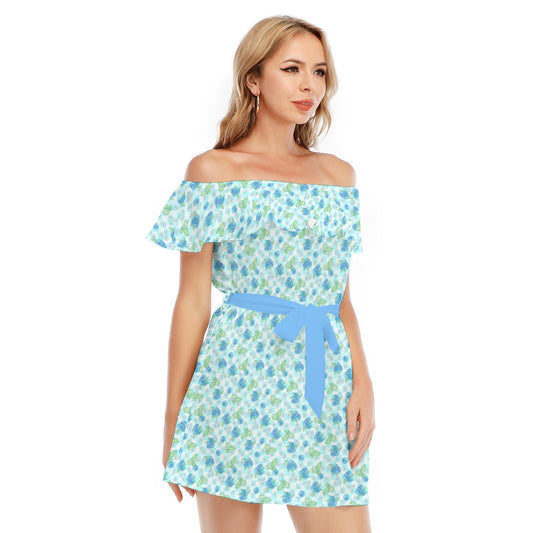 Summer Fruits - Blueberry - Women's Off-shoulder Ruffle Dress