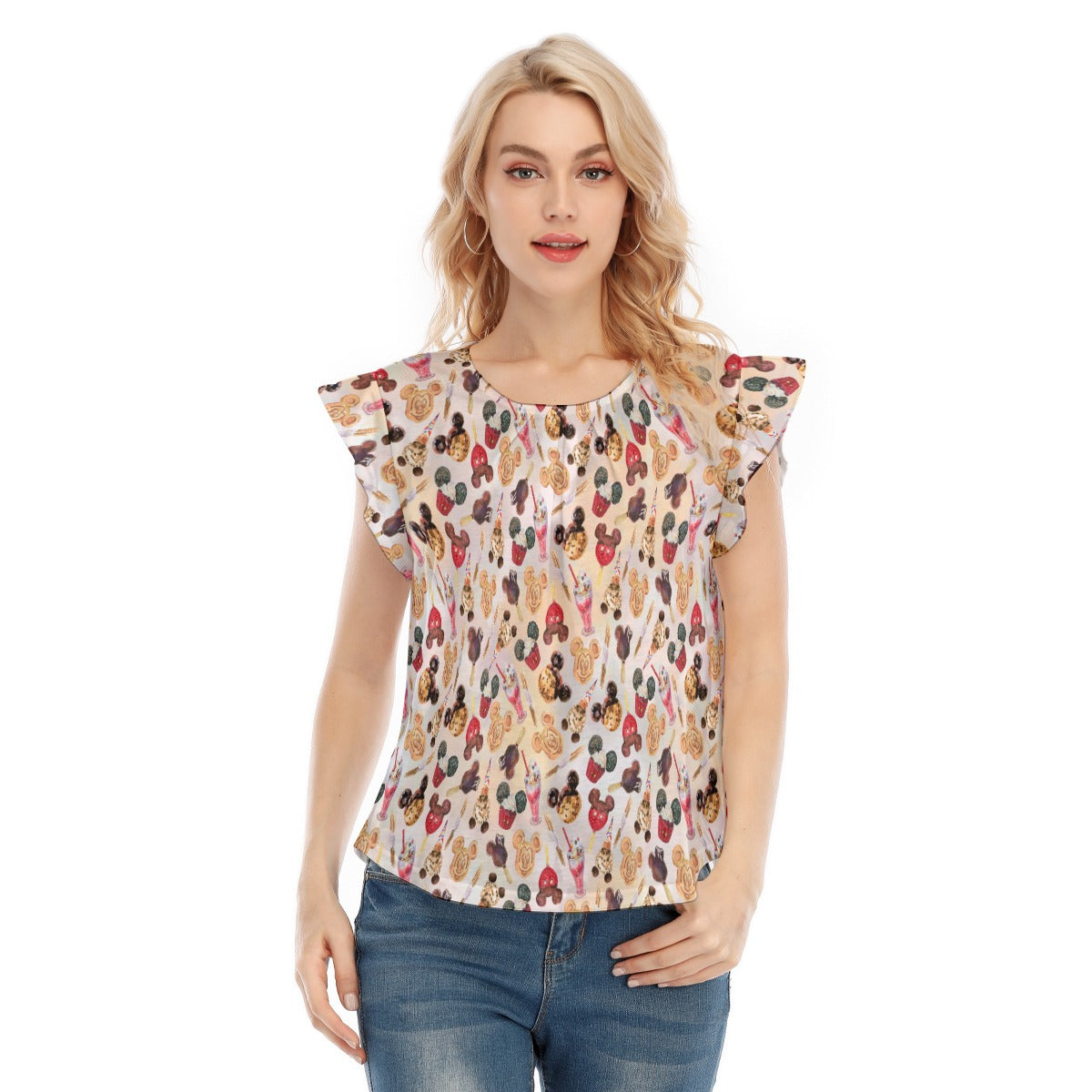 Mouse Snack Treats - Women’s Flutter Sleeve Top