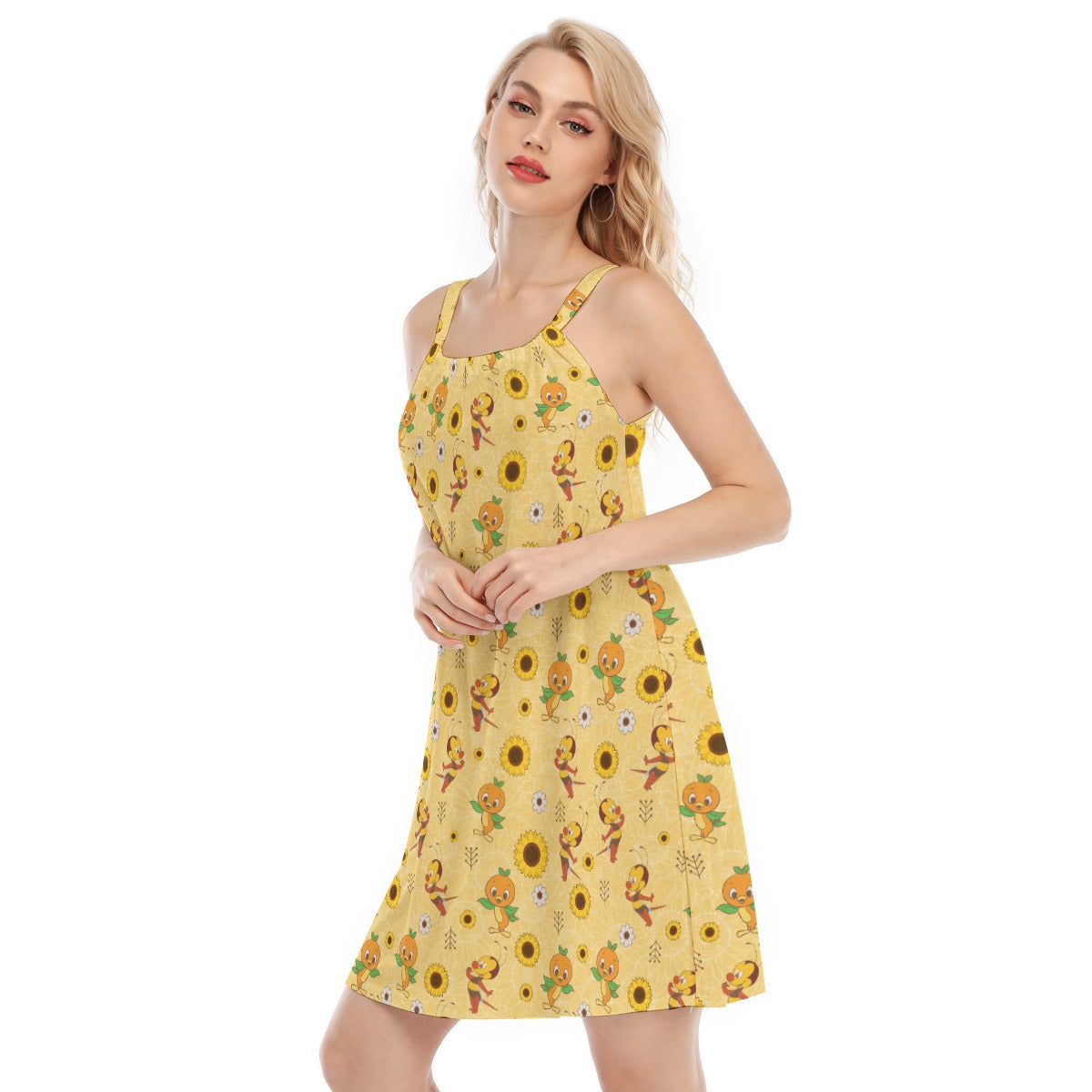 Cheerful Bee & Citrus Bird - Women’s Adjustable Sundress