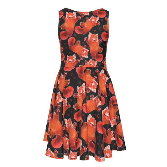 Scribbly Red Panda - Kid's Sleeveless Skater Dress
