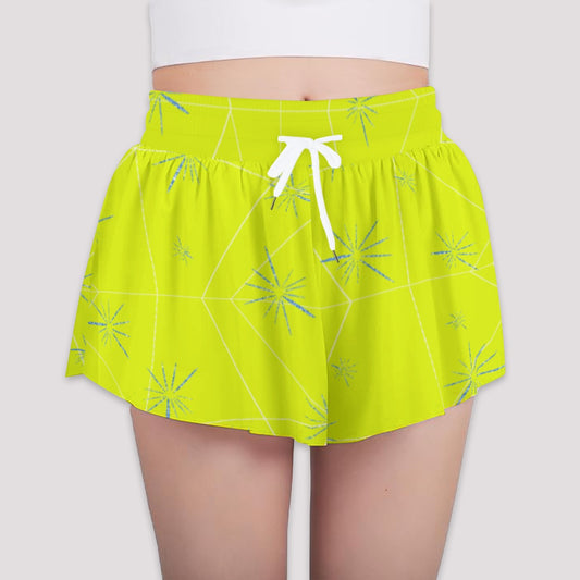 Joyful Blue & Yellow Florals - Girls’ Flowy Pocket Shorts