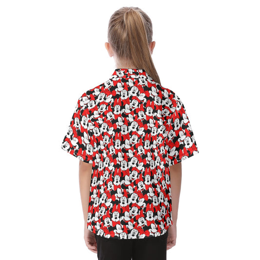 Many Faces of Polka Dot Mouse - Kid's Hawaiian Button Up Shirt