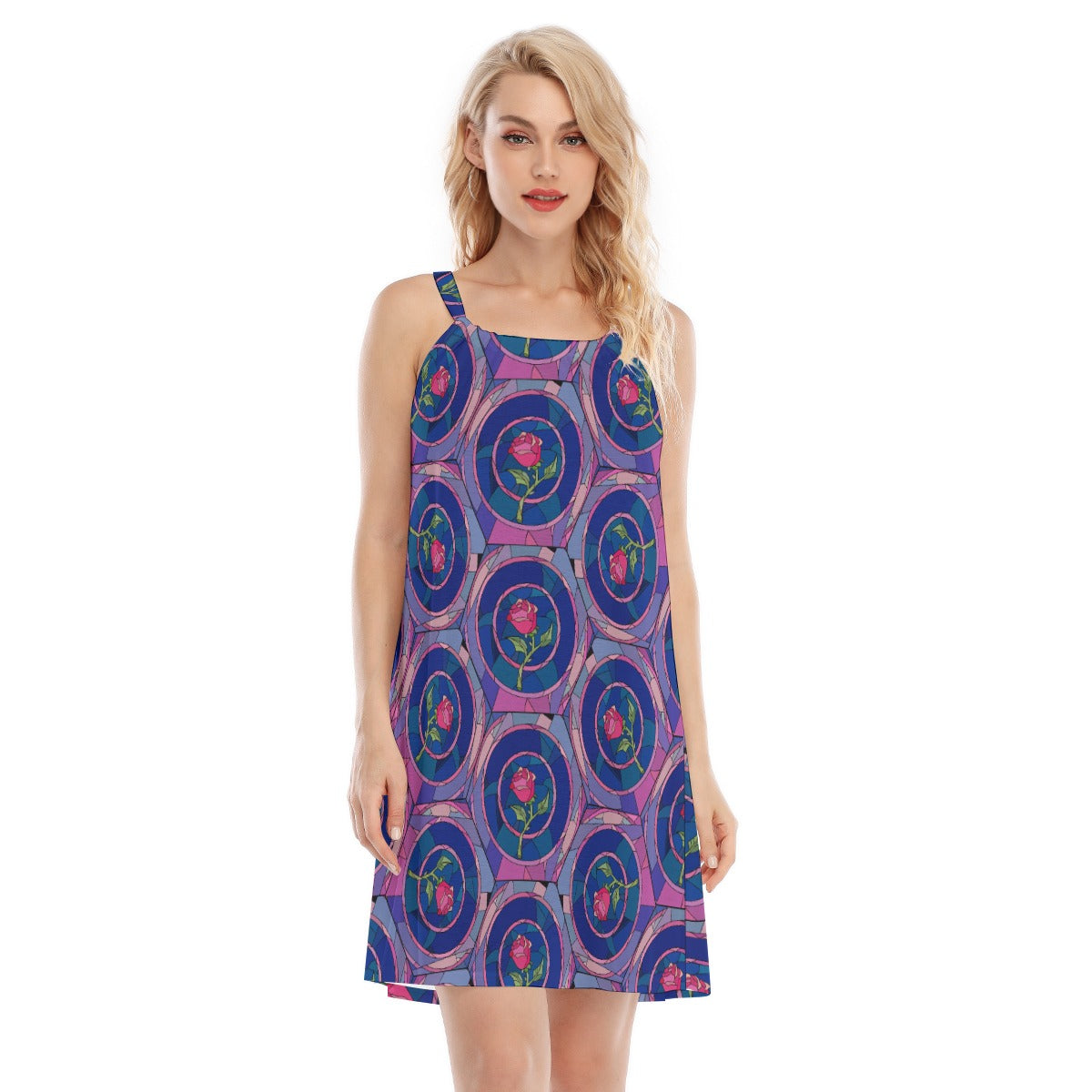 Enchanted Rose Stained Glass - Women’s Adjustable Sundress