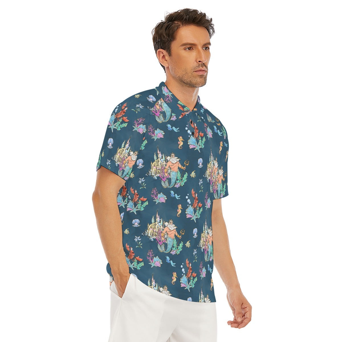 Whimsical Sea King and Crab - Men's Polo Shirt