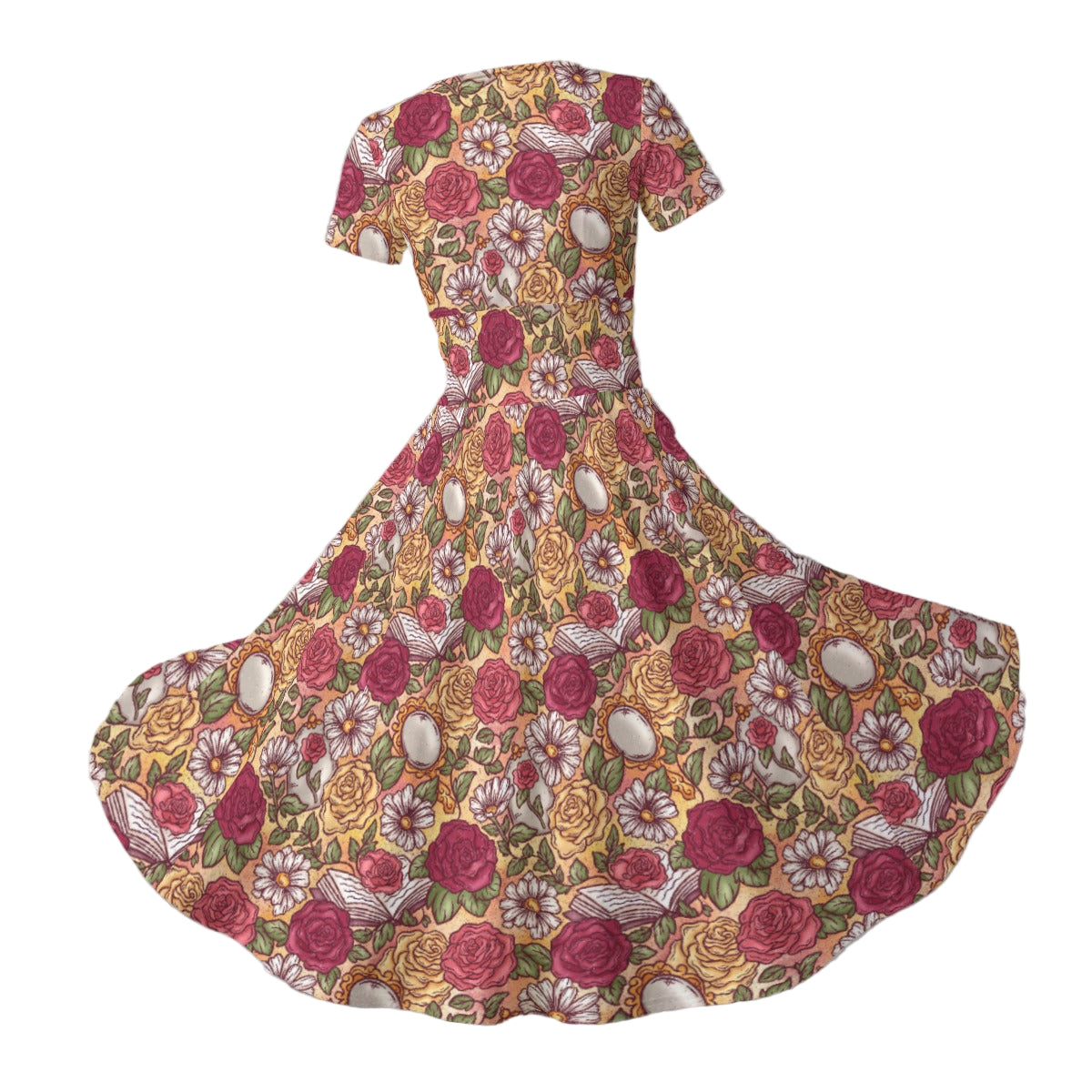 Fairytale Florals – Timeless Tale Blooms - Women's V-Neck Ruched Midi Dress
