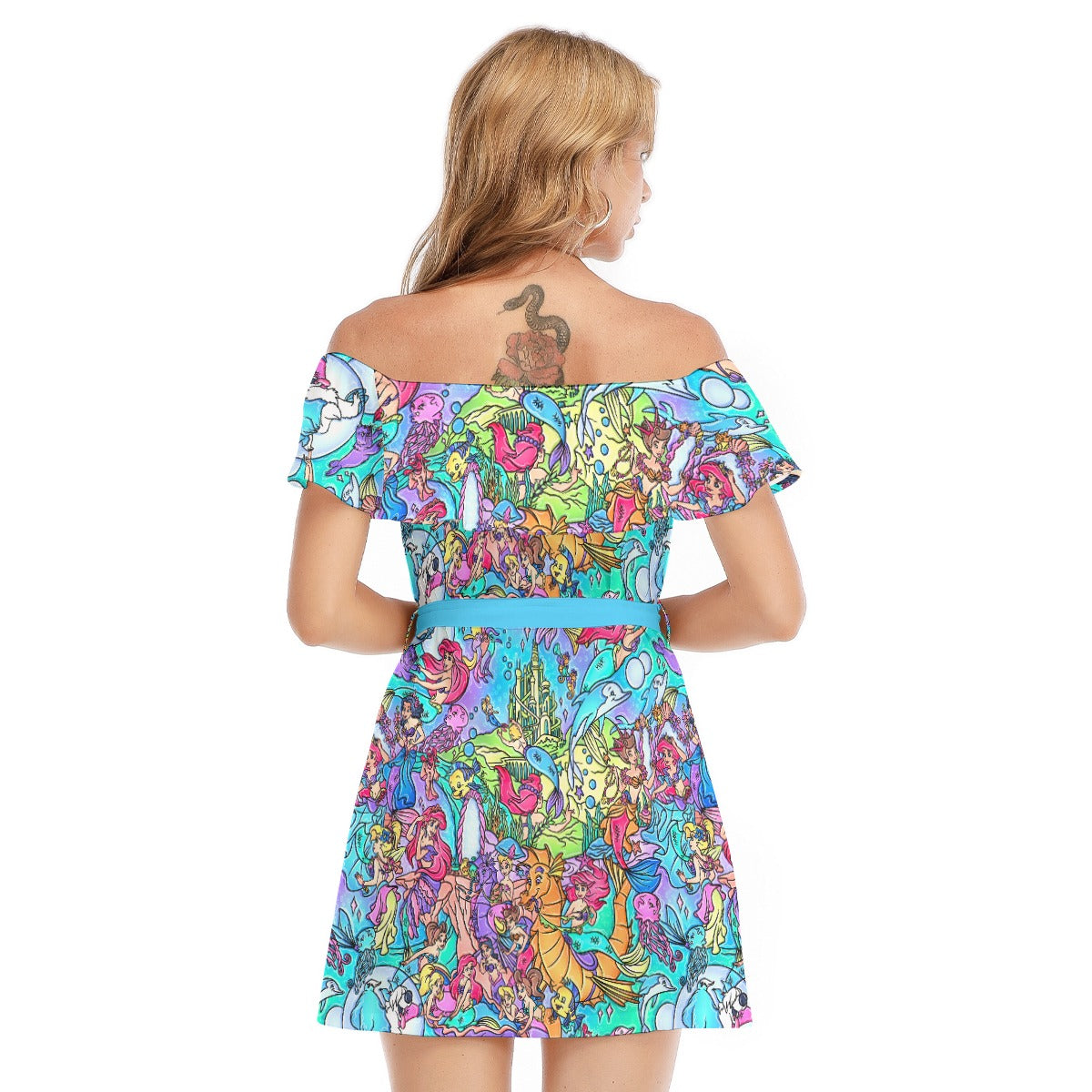 Under the Sea Storybook Scenes - Women's Off-shoulder Ruffle Dress