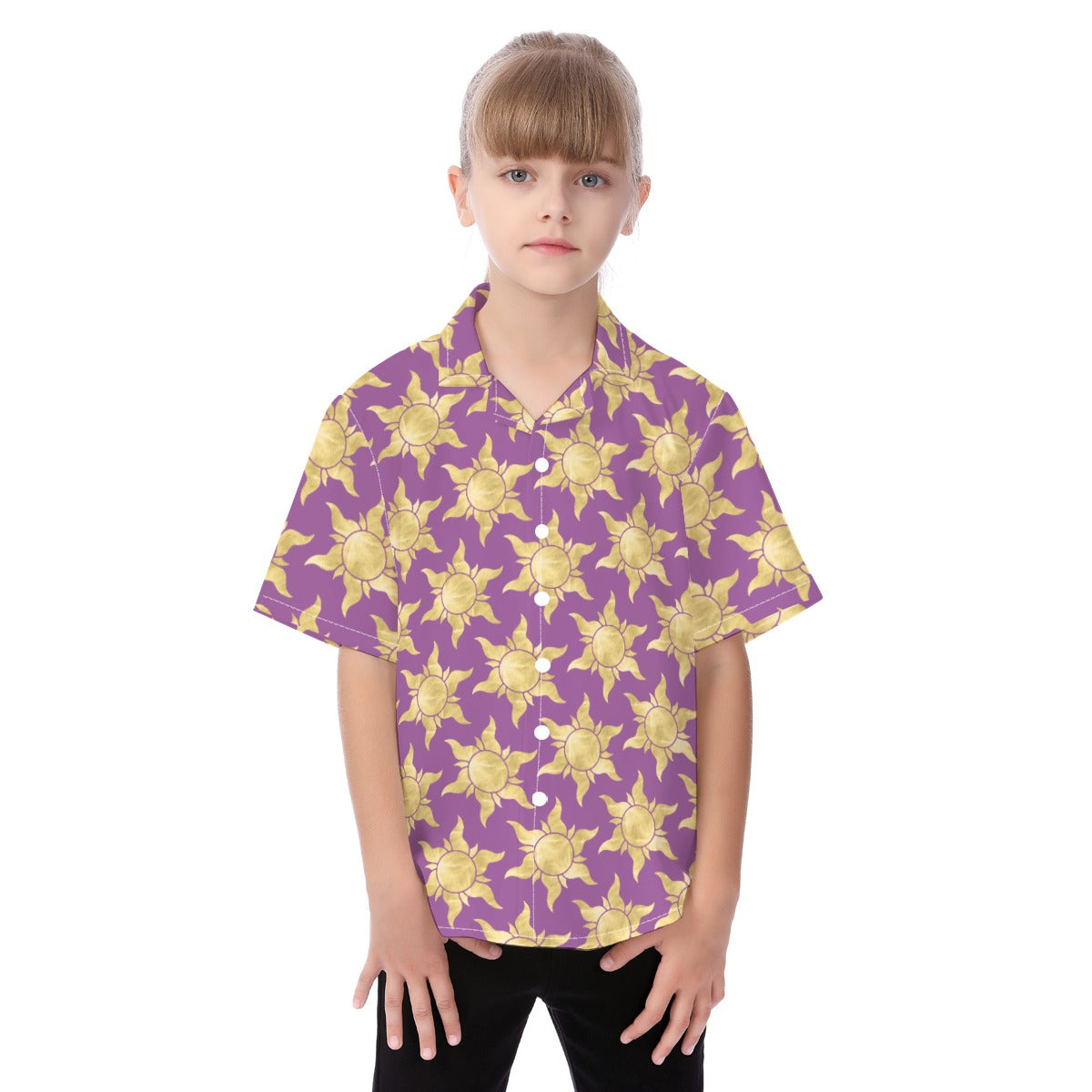 Golden Sun Symbols - Kid's Hawaiian Button Up Shirt