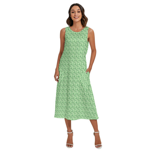 Kawaii Pickle Party - Women’s Diagonal Pocket Midi Dress