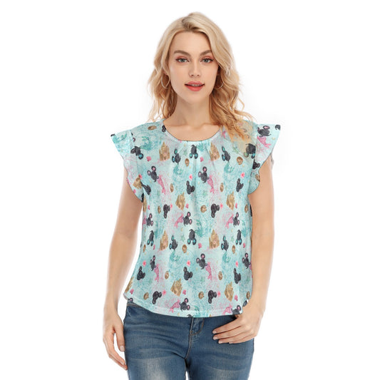 Watercolor Mermaid Mouse Ears - Women’s Flutter Sleeve Top