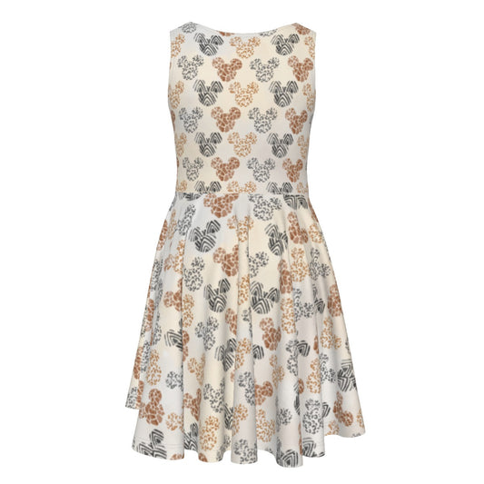 Safari Mouse Ears - Kid's Sleeveless Skater Dress