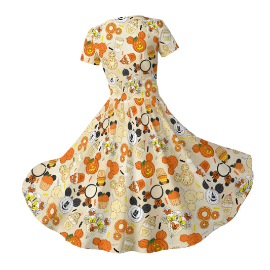 Halloween Snack Treats - Women's V-Neck Ruched Midi Dress